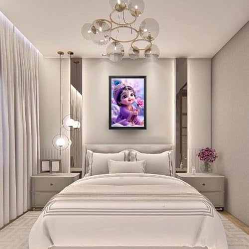 Frame Cart Baby Krishna Photo Frame | Shri Bal Gopal Wall Painting | Divine Krishna Picture Frame for Home, Living Room, Bedroom & Home Decor | Premium Spiritual Wall Art for Puja Room | Ideal Gift for Pregnant Women - Image 3