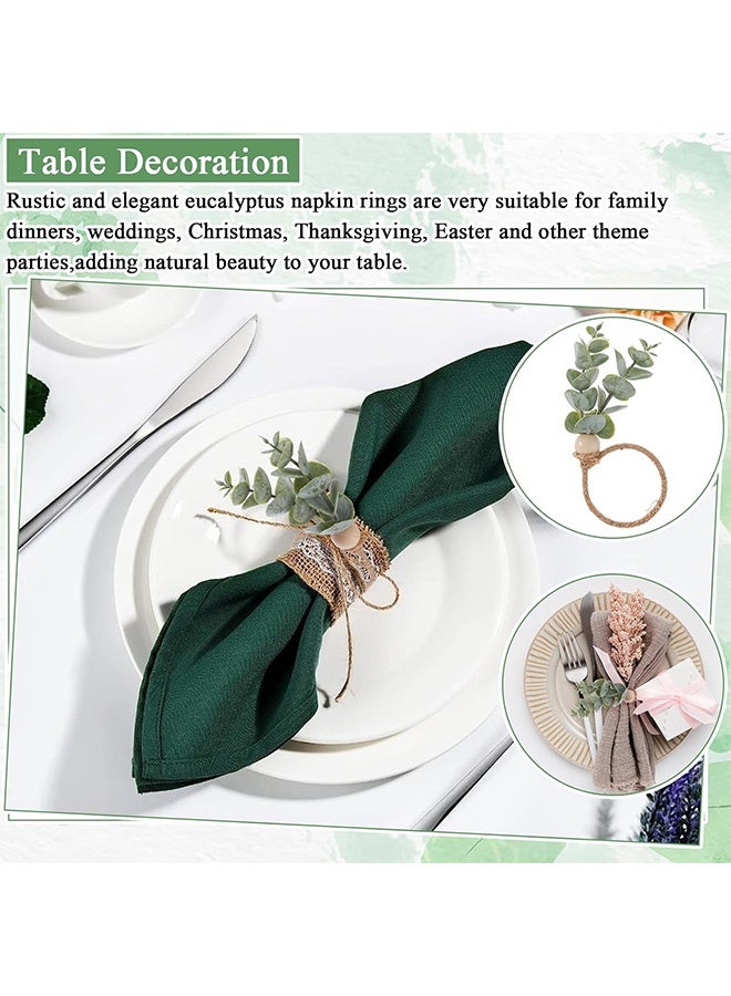 كوانتوم 6 قطع من حلقات المناديل، حلقات مناديل ريفية على شكل أوراق الكينا، حلقات مناديل خضراء على شكل أوراق بوهو لفصل الربيع والصيف - Image 4
