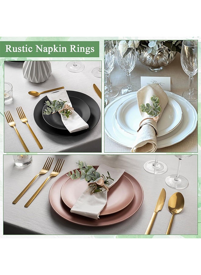 كوانتوم 6 قطع من حلقات المناديل، حلقات مناديل ريفية على شكل أوراق الكينا، حلقات مناديل خضراء على شكل أوراق بوهو لفصل الربيع والصيف - Image 5