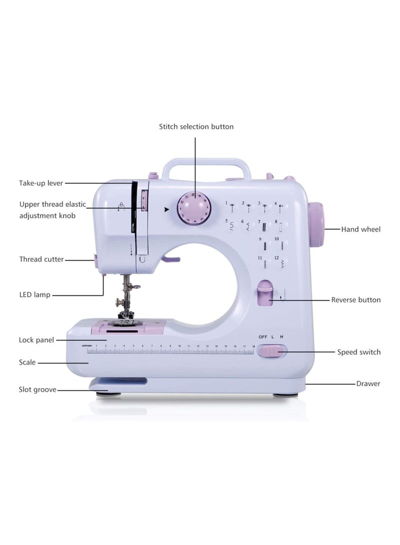 Portable Multi-Functional household Crafting Mending Mini mini Sewing Machine,12 Stitches 2 Speed Heavy Duty Sew Machine Handheld Quilting Embroidery Overclock Quick Sewing Machine  - Image 3
