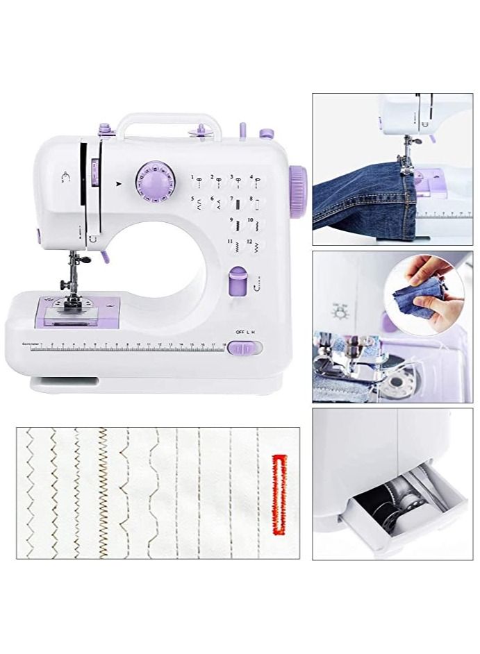 Portable Multi-Functional household Crafting Mending Mini mini Sewing Machine,12 Stitches 2 Speed Heavy Duty Sew Machine Handheld Quilting Embroidery Overclock Quick Sewing Machine  - Image 5