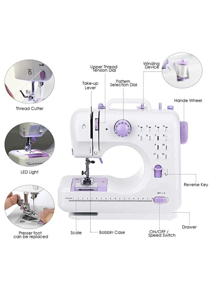 Portable Multi-Functional household Crafting Mending Mini mini Sewing Machine,12 Stitches 2 Speed Heavy Duty Sew Machine Handheld Quilting Embroidery Overclock Quick Sewing Machine  - Image 4
