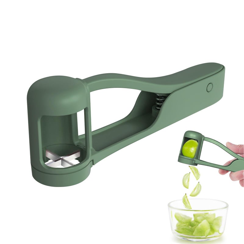 Luvan Grape Cutter for Toddlers 13 Grape Slicer Kitchen Gadget for Vegetable Fruit Salad Cake Decor Stainless Steel Baby Grape Quarter Cutter Tool for Cherry Tomato Strawberry Blueberry  Green