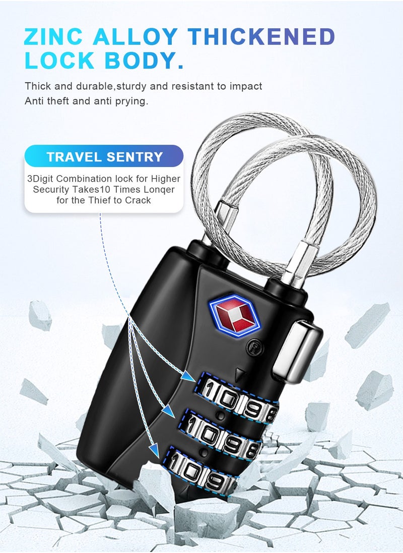 URbazaar - TSA Accepted Luggage Combination Locks, 2 Pack Combination Padlock Codes with Alloy Body for Travel Bag, Suit Case, Lockers, Gym, Bike Locks - Image 1