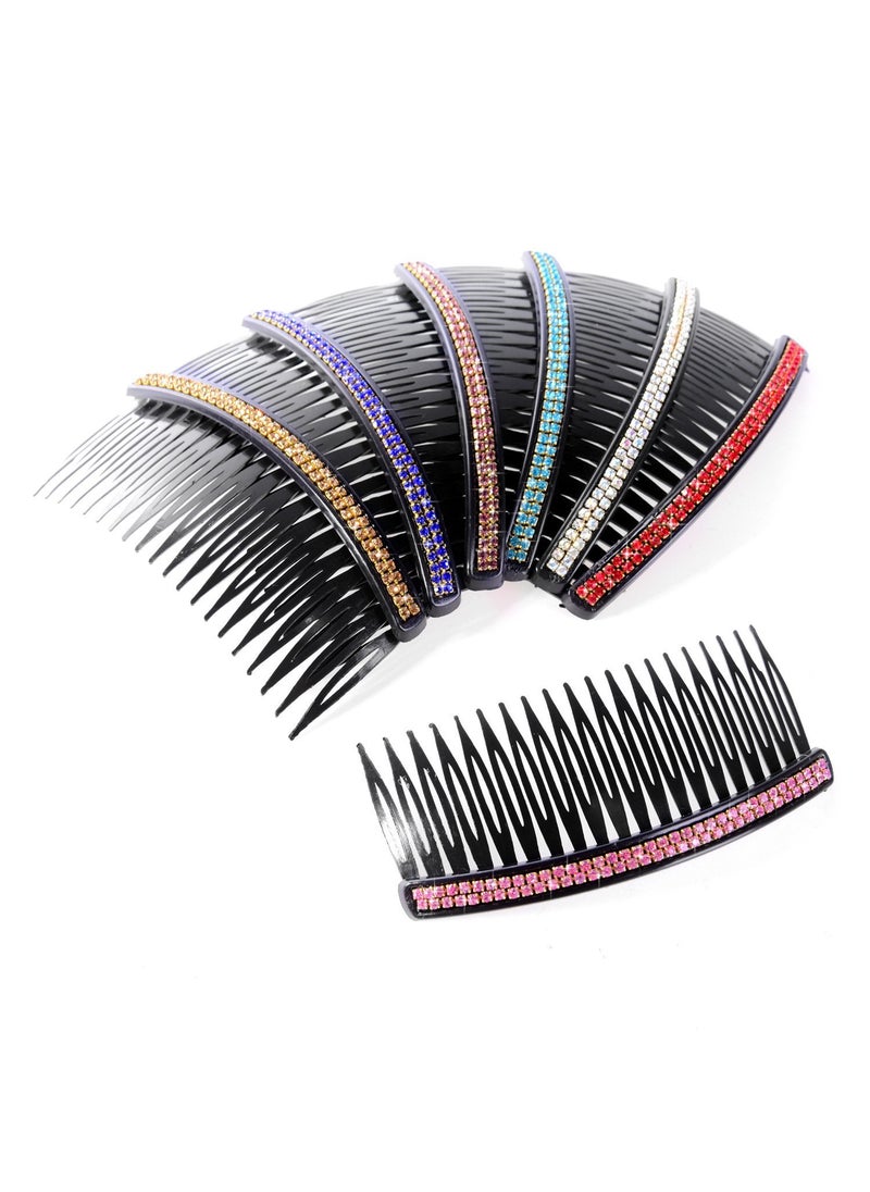 esowemsn 6Pcs 20 Teeth Plastic Assorted Colors Rhinestone Comb Clip Bridal Hair Combs Accessory for Girls WomenRandom Color 