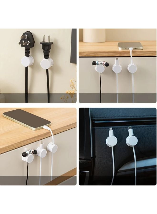 5pcs White Rotating Magnetic Cable Organizers 360 Adjustable Angle Wall Mounted Cord Holders - Image 5