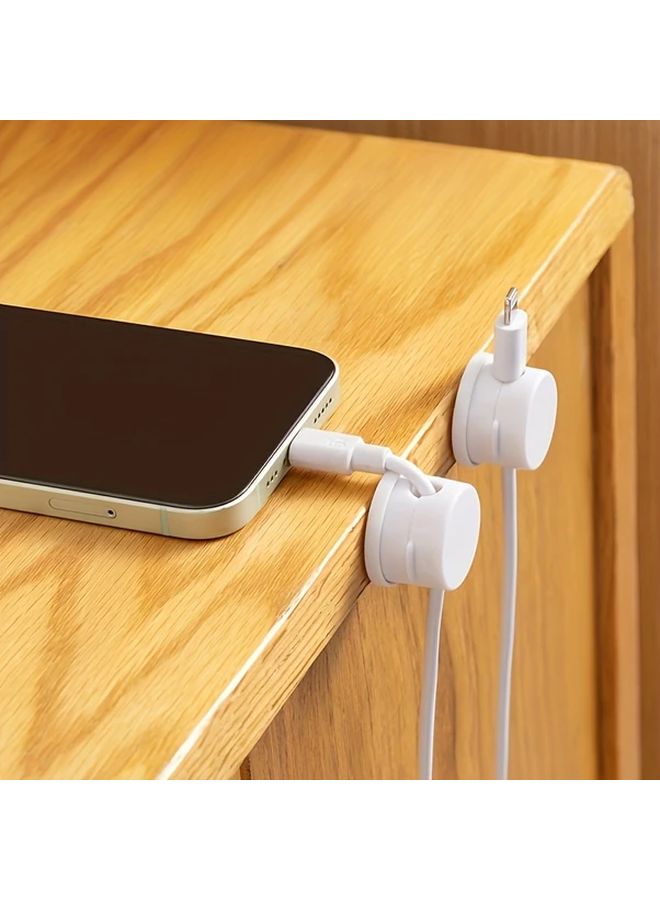 5pcs White Rotating Magnetic Cable Organizers 360 Adjustable Angle Wall Mounted Cord Holders - Image 3