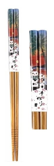 RIANZ 1 Pair Cute Lucky Cat Cartoon Print Natural Round Bamboo Reusable Japanese Sushi Chopsticks Style 4 - Image 1