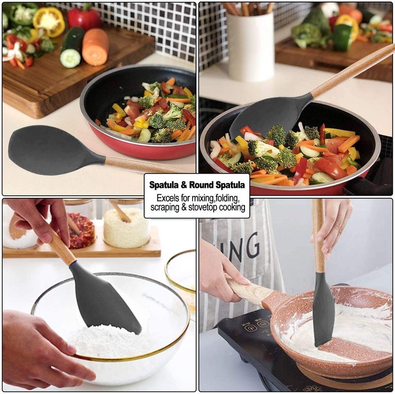 AZLVERA Spatula Set HeatResistant Kitchenware Kitchen Baking Cooking Utensils Sets and Supplies for Home Cooking Spatulas for Nonstick Cookware Silicone Spatula 12 pcs - Image 2