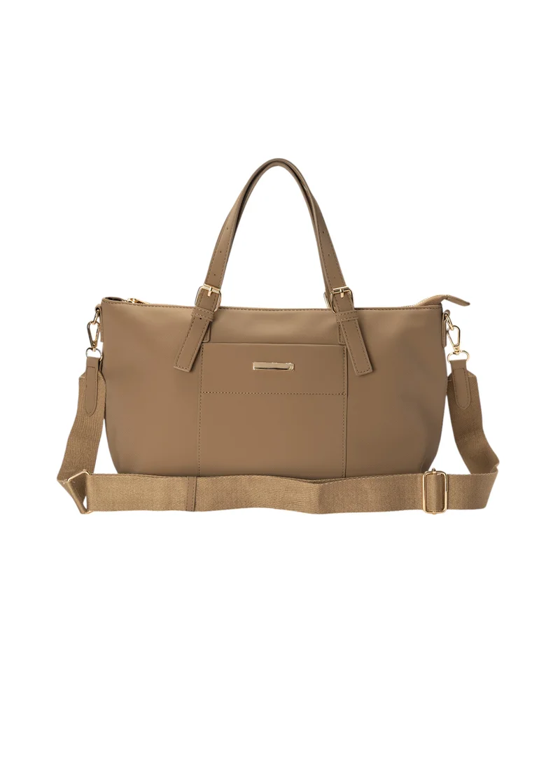 Bata Textured Tote Bag with Detachable Strap