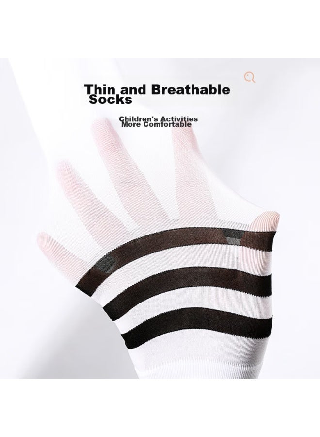 Smart Friends Zhiyou Children's Socks, Summer Thin High Tube Socks, Girls' Over-knee Mid-calf Socks, Baby Silk Socks, Long Tube Socks, White + Black, M - Image 2