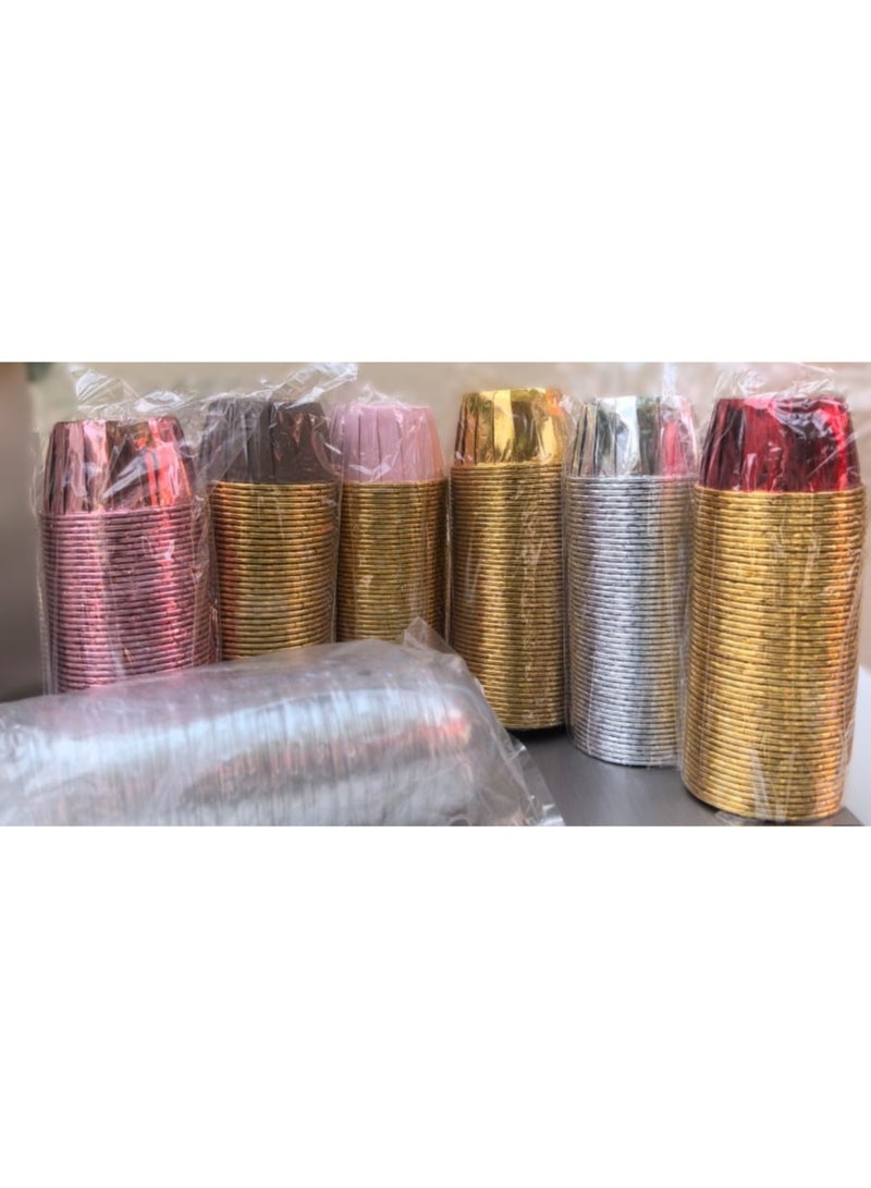 Annajm Gifts Muffin Cups 50 pcs with Clear Dome Lid - Pink - Image 2