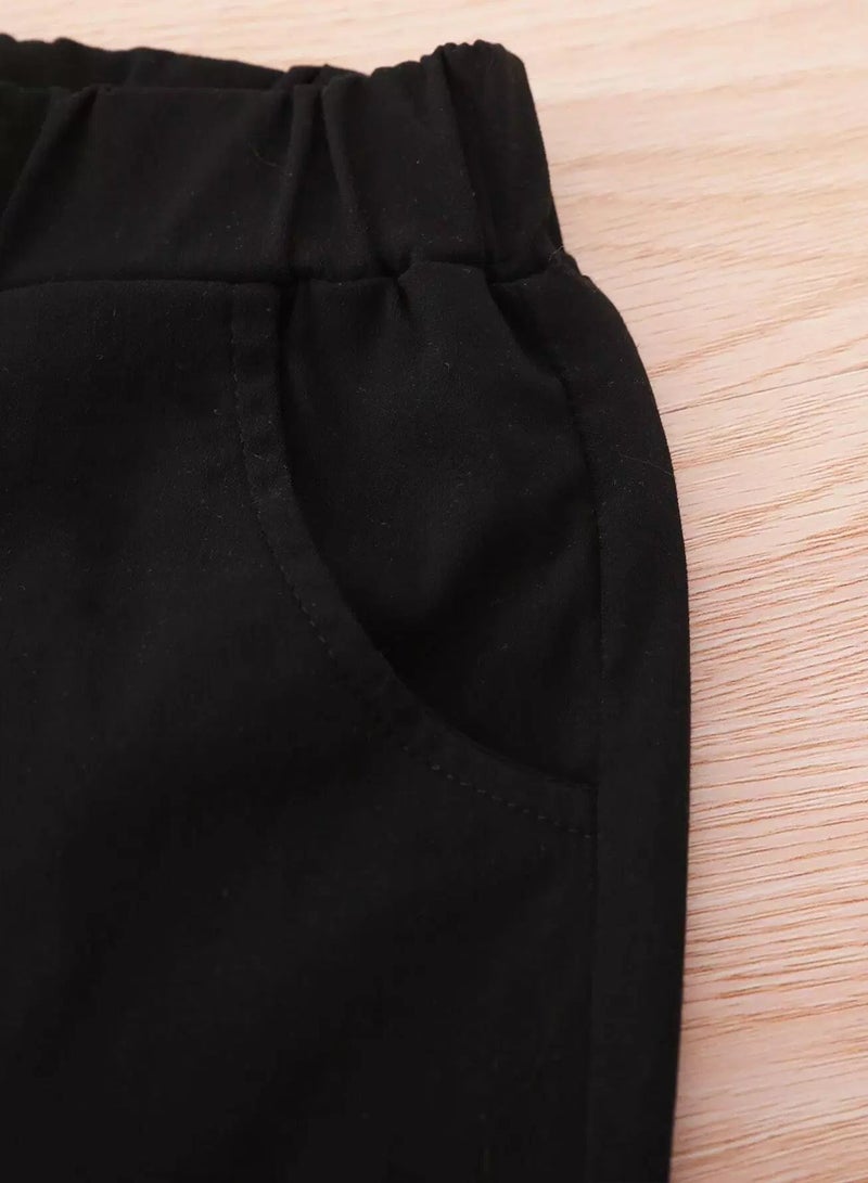 Girls Slant Pocket Bow Detail Flare Leg Pants  - Image 5