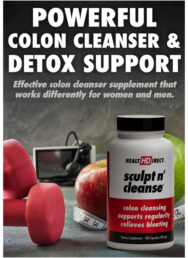 Health Direct - HEALTH DIRECT Sculpt n' Cleanse - Herbal Colon Cleanse for Digestive Health & Regularity - Natural Detox & Gut Flush Supplement - 100 Veggie Capsules - Image 1