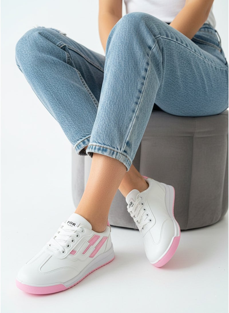 Vbranda Trendy women's sneakers with a modern design L-1086-WHITE&PINK - Image 1