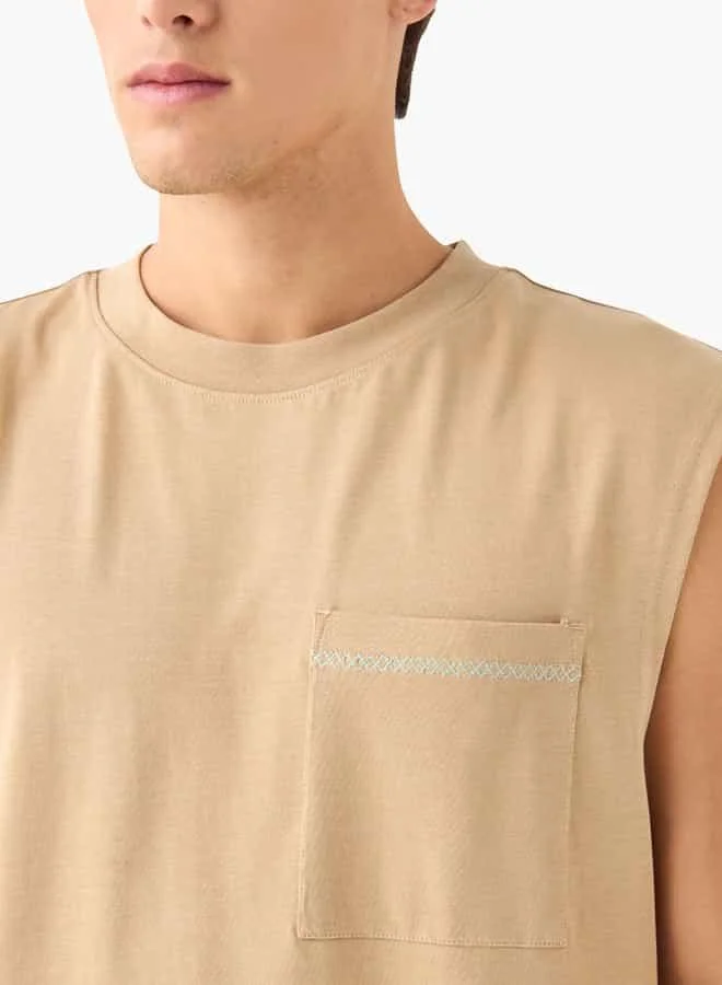 Lee Cooper Lee Cooper Textured Sleeveless T-shirt with Chest Pocket