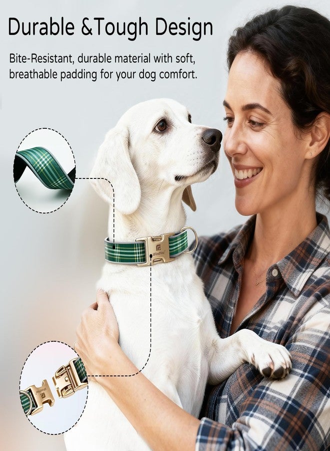 طوق ilFindYou للكلاب الكبيرة، بتصميم أنيق بنقشة مربعات خضراء، طوق جرو أنيق عاكس وقابل للتعديل مع مشبك معدني، مناسب للكلبات الكبيرة - Image 3