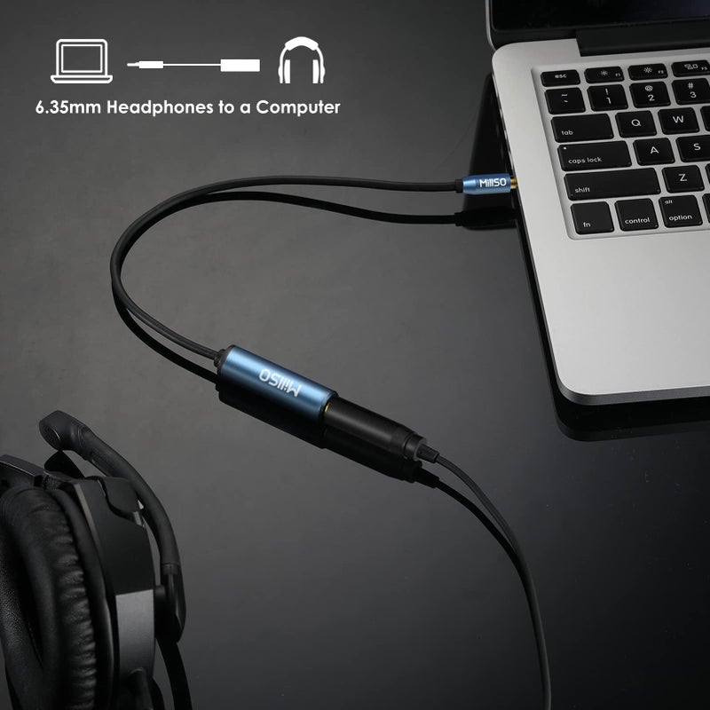 MillSO 1/4 to 3.5mm Headphone Adapter, TRS 6.35mm Female to 3.5mm Male 1/8 to 1/4 Stereo Audio Adapter for Amplifiers, Guitar, Piano, Home Theater Devices to Phone, Laptop, Headphones - 12inch/30cm - Image 2