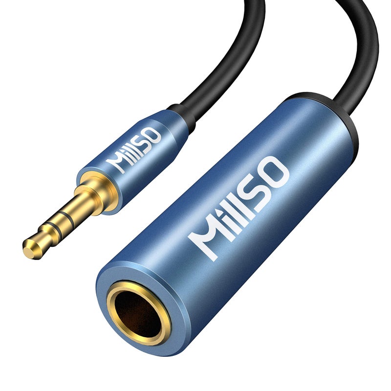 MillSO 1/4 to 3.5mm Headphone Adapter, TRS 6.35mm Female to 3.5mm Male 1/8 to 1/4 Stereo Audio Adapter for Amplifiers, Guitar, Piano, Home Theater Devices to Phone, Laptop, Headphones - 12inch/30cm - Image 1