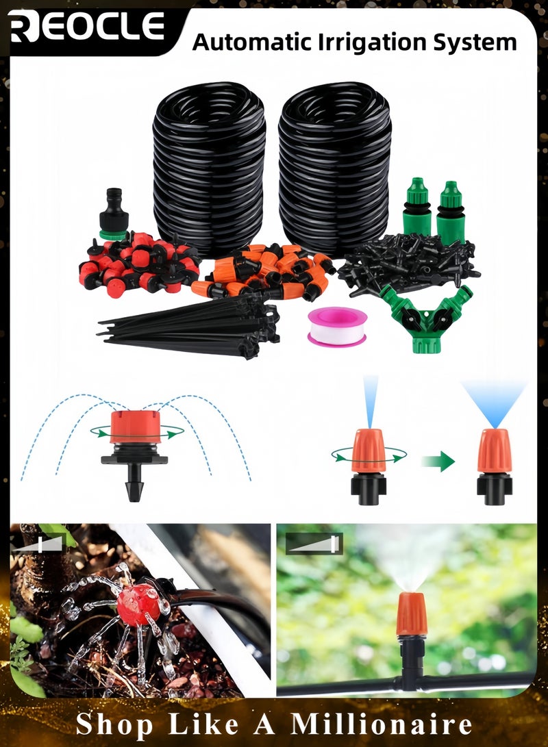 REOCLE Drip Irrigation Kit Garden Irrigation System 30M DIY Adjustable Auto Micro Irrigation Equipment Set for Garden Greenhouse Flower Bed - Image 1