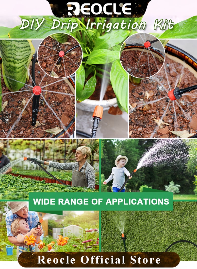 REOCLE Drip Irrigation Kit Garden Irrigation System 30M DIY Adjustable Auto Micro Irrigation Equipment Set for Garden Greenhouse Flower Bed - Image 2