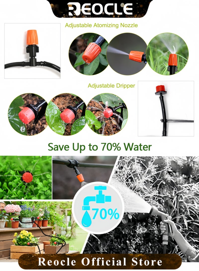REOCLE Drip Irrigation Kit Garden Irrigation System 30M DIY Adjustable Auto Micro Irrigation Equipment Set for Garden Greenhouse Flower Bed - Image 4