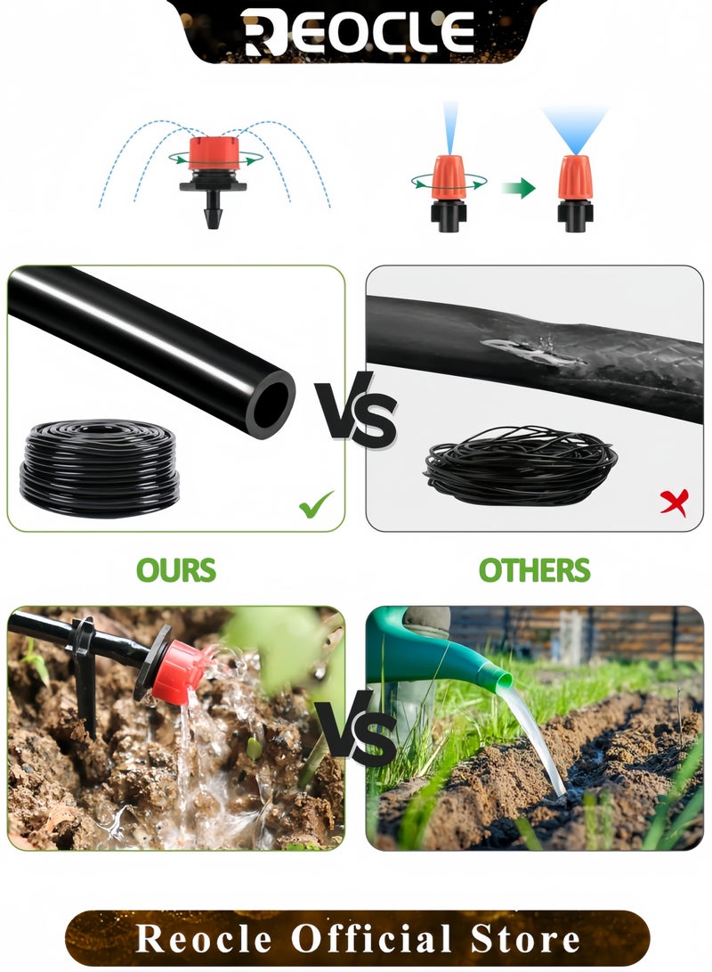 REOCLE Drip Irrigation Kit Garden Irrigation System 30M DIY Adjustable Auto Micro Irrigation Equipment Set for Garden Greenhouse Flower Bed - Image 3