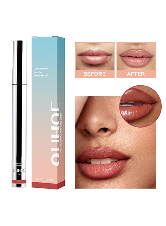OUHOE Lipline Tattoo Peeling Tattoo Lipstick- Peel Off Lip Stain, Long Lasting Lip Stain Peel Off, Infused With Hyaluronic Acid & Vitamin E #Wine Red - Image 1