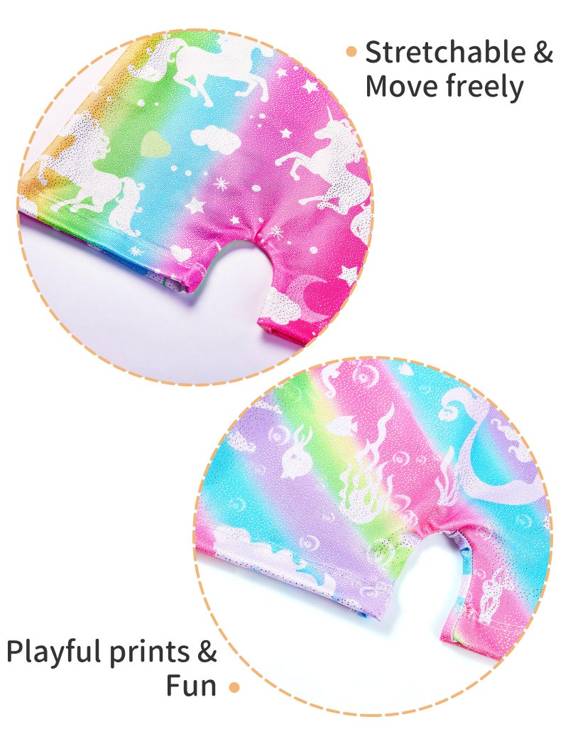 Nokecina Leotard for Girls Gymnastics Shiny Unicorn Biketards with Shorts Size 6-7 Years Old 2 Pack One Piece Unitards - Image 5