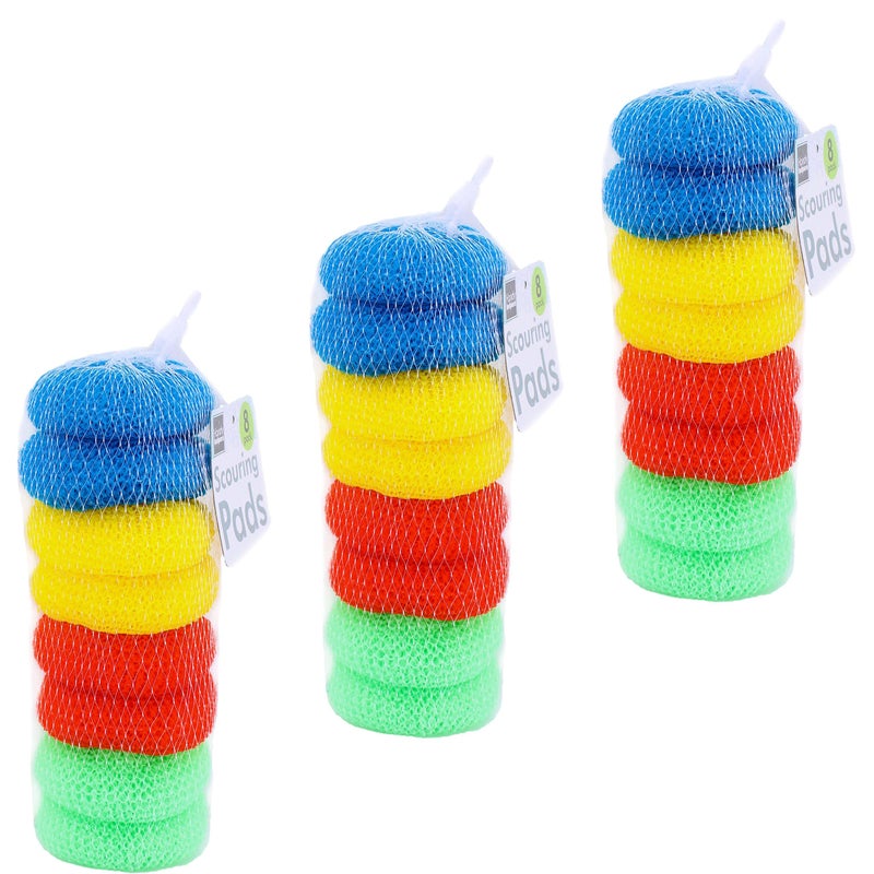 HANDY HELPERS عبوة من 24 وسادة فرك دائرية من النايلون بألوان متنوعة، فرك شبكي - Image 4