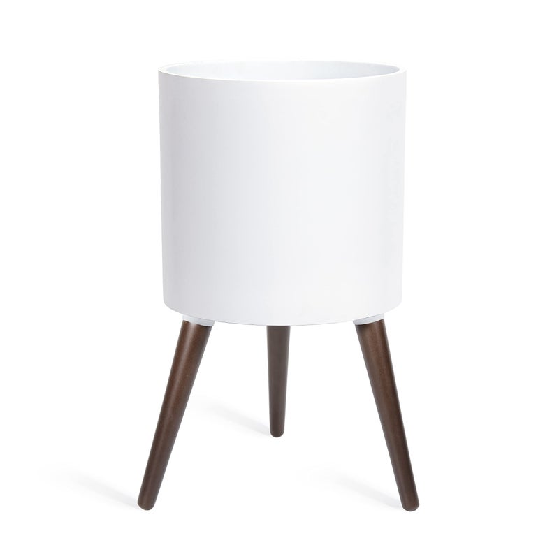 Dvine Dev 12 Inch Planter Pot with Stand MidCentury Tall Plant Pot with Legs for Indoor Plants Large White 88OC1