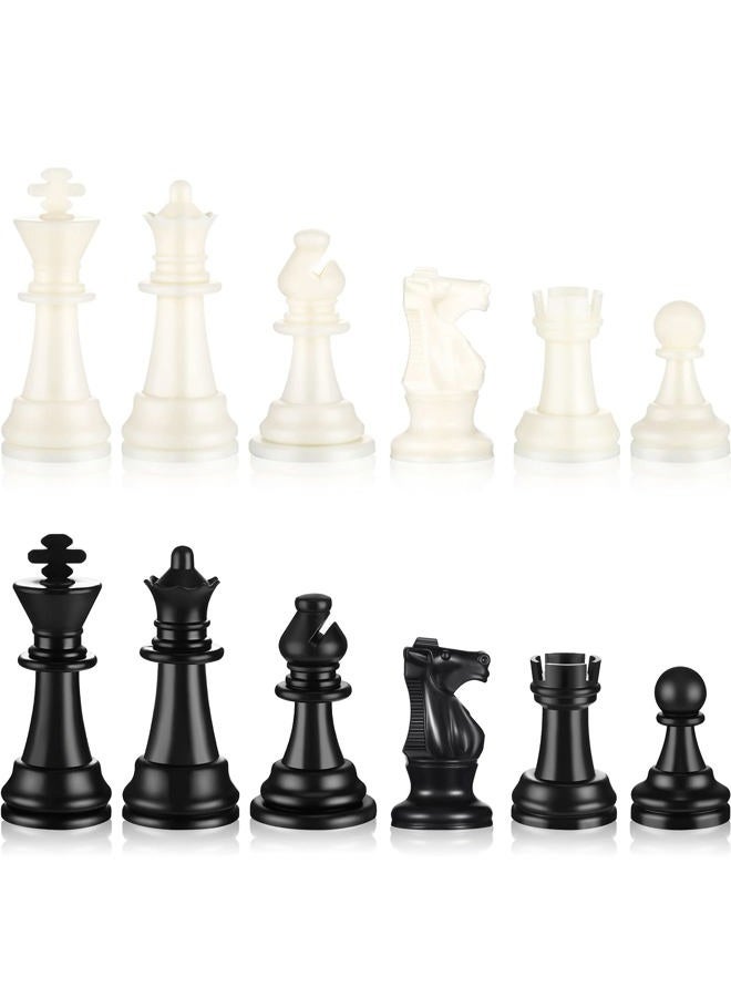 Sumind Plastic Chess Pieces, 32-Piece Set, 95 mm/3.7 Inch King's Height, White and Black, with Storage Bag, for Chess Board Game, Tournament, Kids 14+ - Image 1