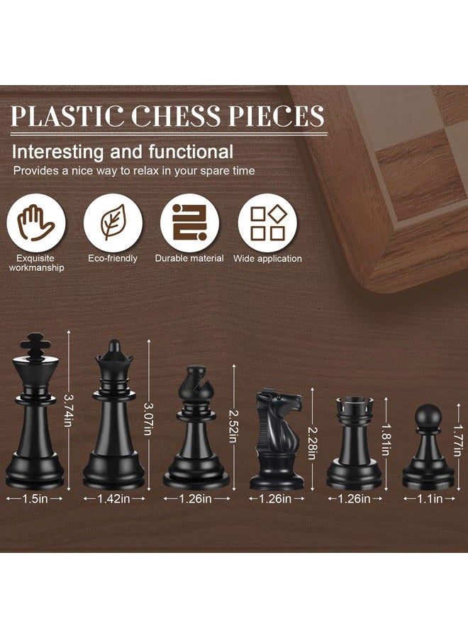 Sumind Plastic Chess Pieces, 32-Piece Set, 95 mm/3.7 Inch King's Height, White and Black, with Storage Bag, for Chess Board Game, Tournament, Kids 14+ - Image 2
