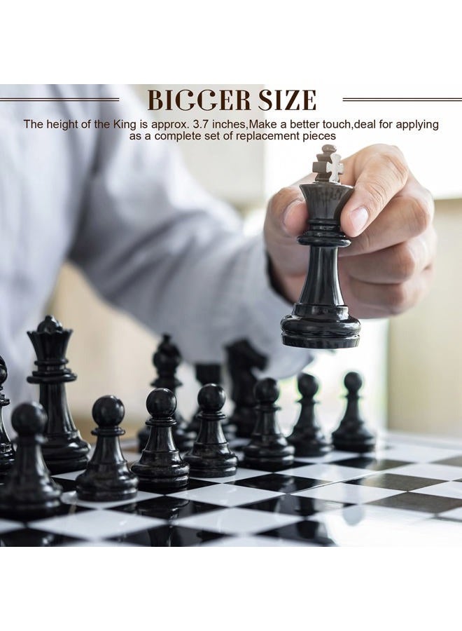 Sumind Plastic Chess Pieces, 32-Piece Set, 95 mm/3.7 Inch King's Height, White and Black, with Storage Bag, for Chess Board Game, Tournament, Kids 14+ - Image 4