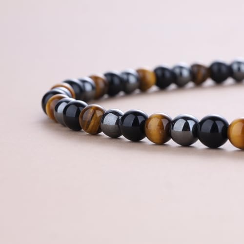 GAVU Triple Protection Necklace for Men, Men's Beaded Necklace for Men Tiger Eye Necklace for Men - Image 4