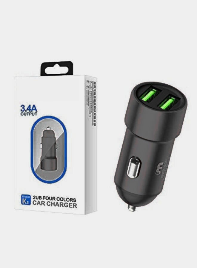 Peston Super Fast Car Charger 3.4A Fast Charge Dual Port USB Car Power Converter Metal Car Charging Head for I Phone HUAWEI XIAO VIVO All Phone Models - Image 1