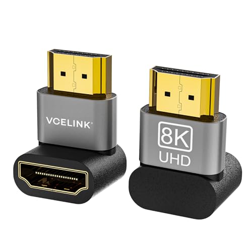 VCELINK 8K HDMI 2.1 90 Degree Adapter, 48Gbps UHD Up and Down Right Angle Male to Female Wall Extender for Limited Space, Supported 8K@60HZ, 2K@240HZ for Chrome Cast, Roku Stick, TV and PC, 2 Pack - Image 1