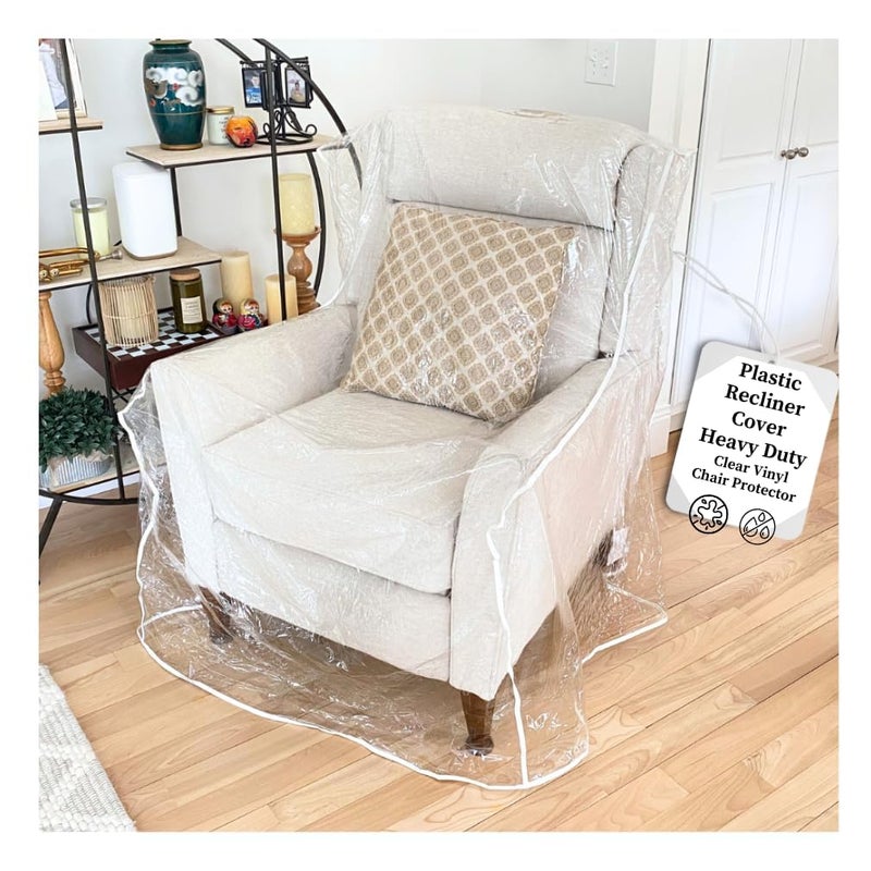 Evelots Clear Plastic Recliner Cover - Thick Heavy Duty Vinyl Armchair Cover for Protection Against Cat & Dog Clawing - Stain & Dust Protector - Waterproof Slipcover for Moving & Storage - Image 1