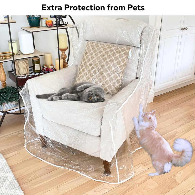 Evelots Clear Plastic Recliner Cover - Thick Heavy Duty Vinyl Armchair Cover for Protection Against Cat & Dog Clawing - Stain & Dust Protector - Waterproof Slipcover for Moving & Storage - Image 2