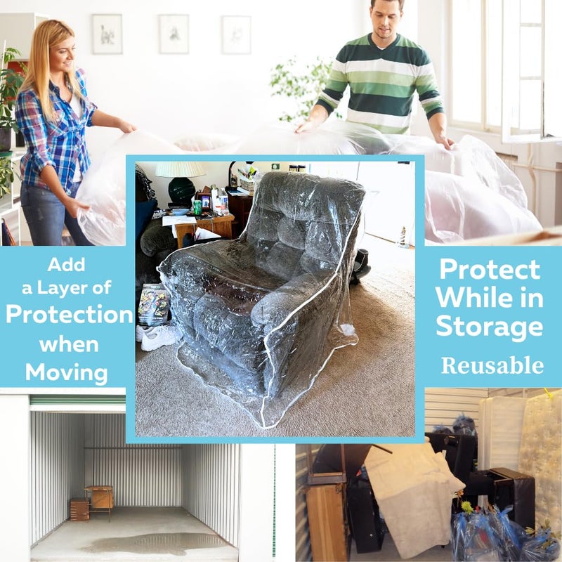 Evelots Clear Plastic Recliner Cover - Thick Heavy Duty Vinyl Armchair Cover for Protection Against Cat & Dog Clawing - Stain & Dust Protector - Waterproof Slipcover for Moving & Storage - Image 4