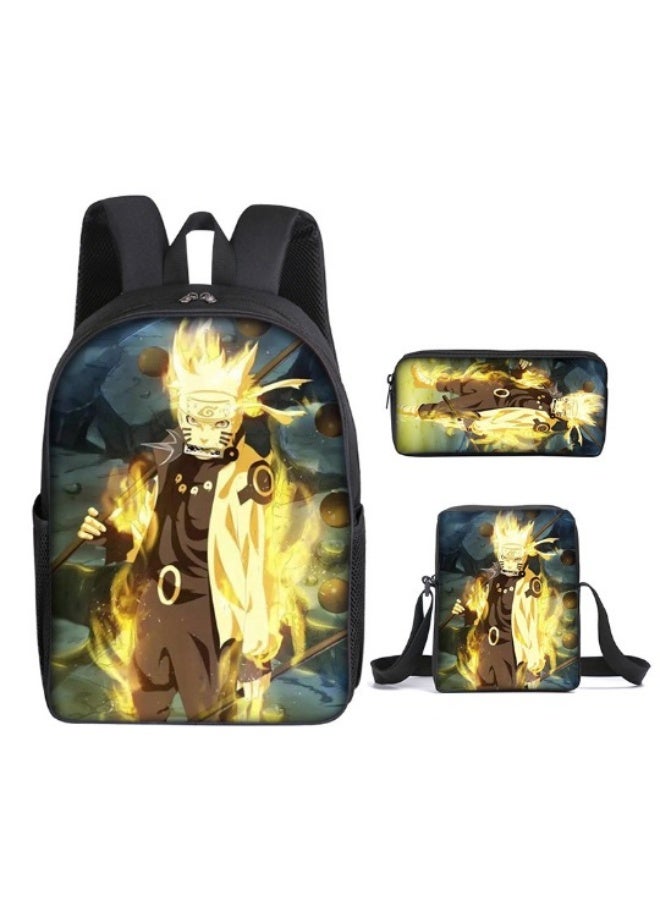 ناروتو على ظهره مقلمة حقيبة ثلاثة قطعة دعوى الرجال والنساء الترفيه الرياضة حقيبة السفر طالب حقيبة المدرسة - Image 1