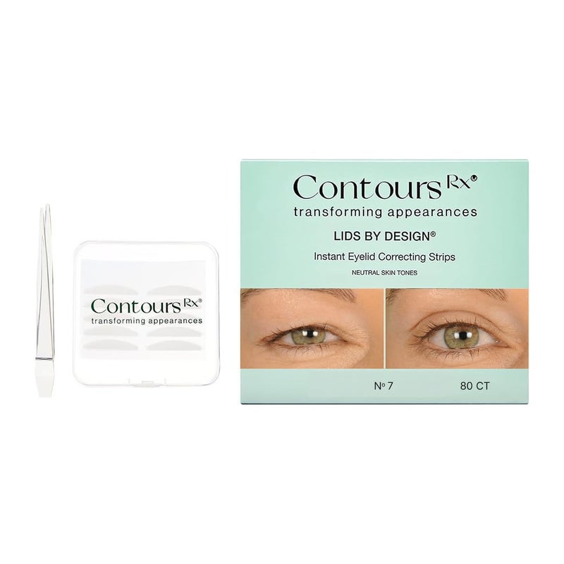 Contours Rx Lids by Design 7mm Eyelid Lift Strips for Dramatic Lift on Hooded Droopy Eyelids MedicalGrade AntiAging NonSurgical Eye Tape 80 Count