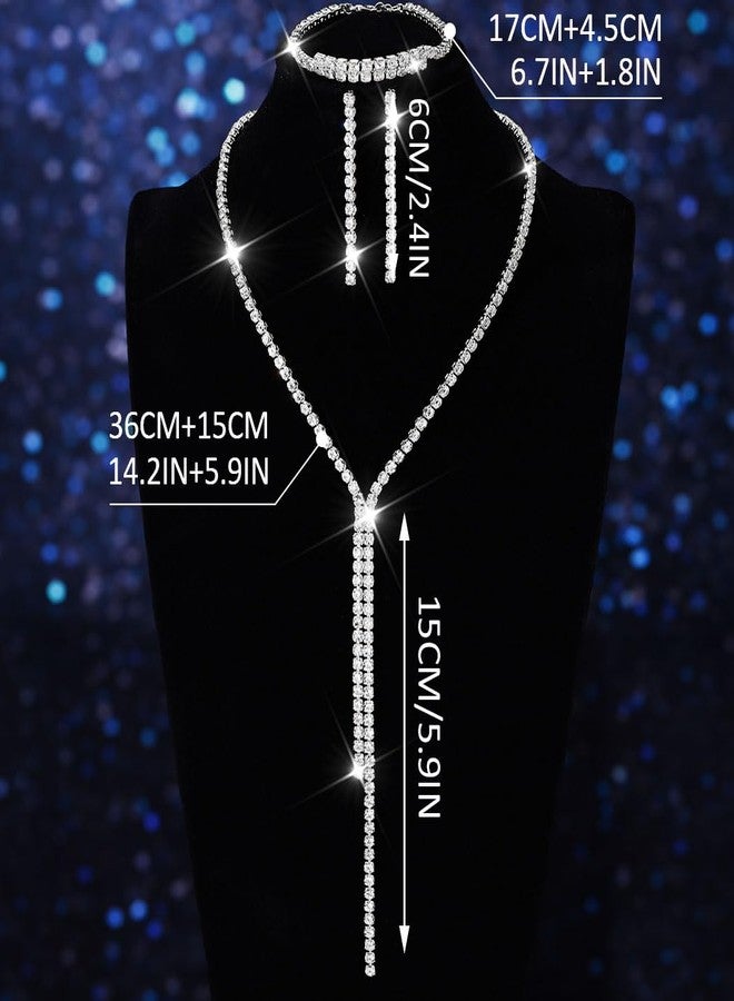 جورايس طقم مجوهرات زفاف من GORAIS، قلادة فضية مرصعة بأحجار الراين، أطقم مجوهرات رسمية للعرائس والنساء - Image 2