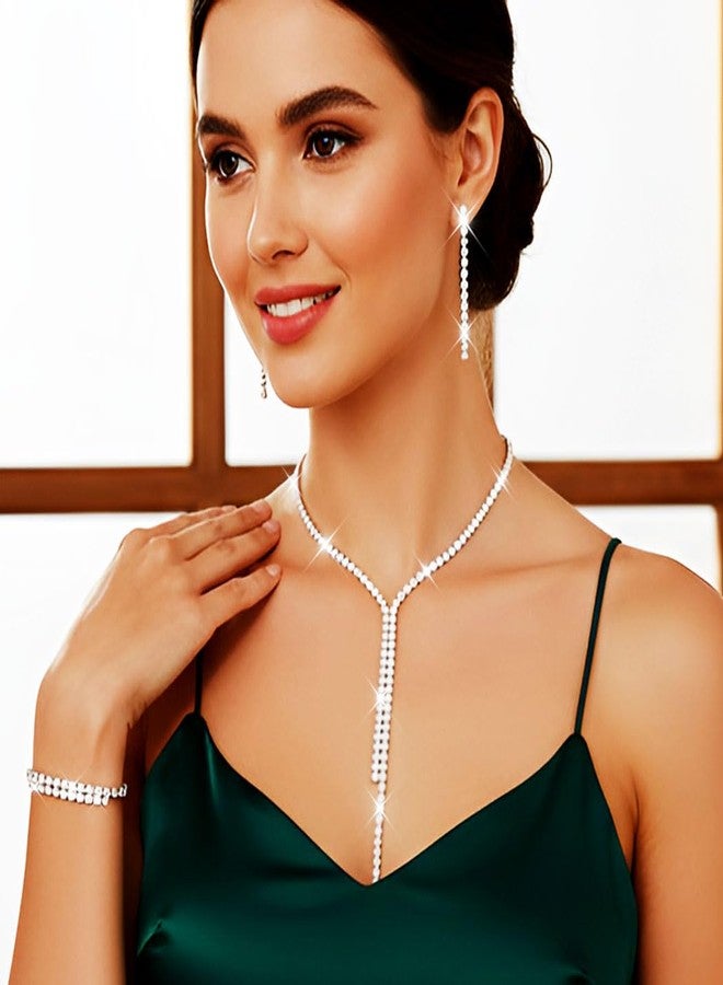 جورايس طقم مجوهرات زفاف من GORAIS، قلادة فضية مرصعة بأحجار الراين، أطقم مجوهرات رسمية للعرائس والنساء - Image 4