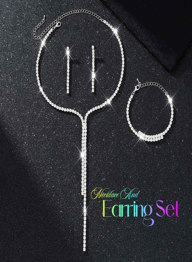 جورايس طقم مجوهرات زفاف من GORAIS، قلادة فضية مرصعة بأحجار الراين، أطقم مجوهرات رسمية للعرائس والنساء - Image 5