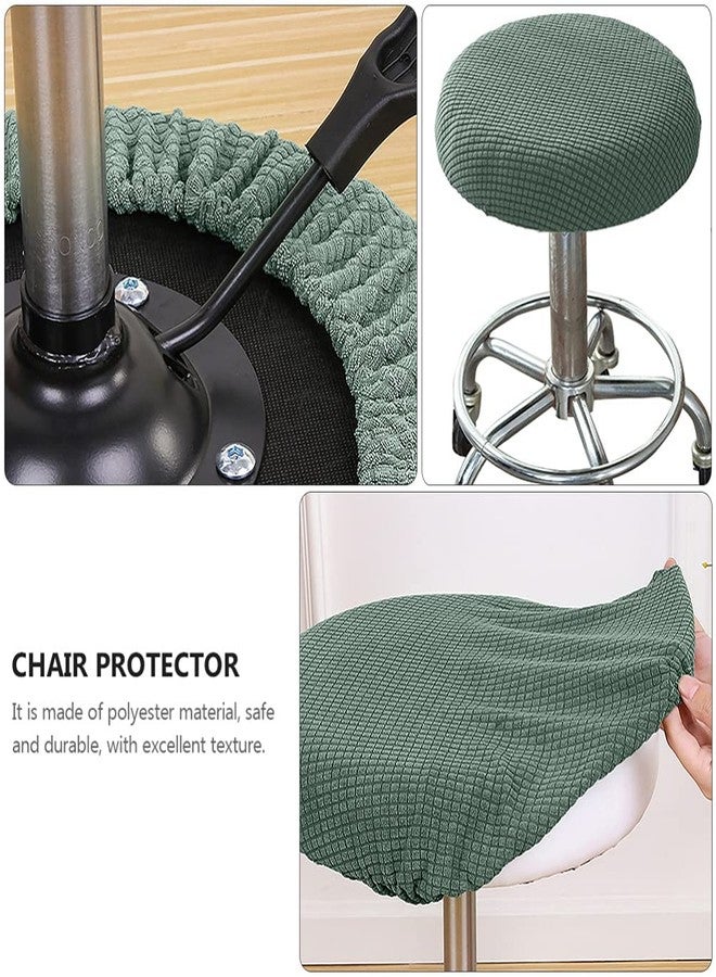 Sewroro Round Bar Stool Covers Elastic Bar Stool Cushion Cover Washable Stool Cushion Slipcover for Round Chair (Matcha Green) - Image 4