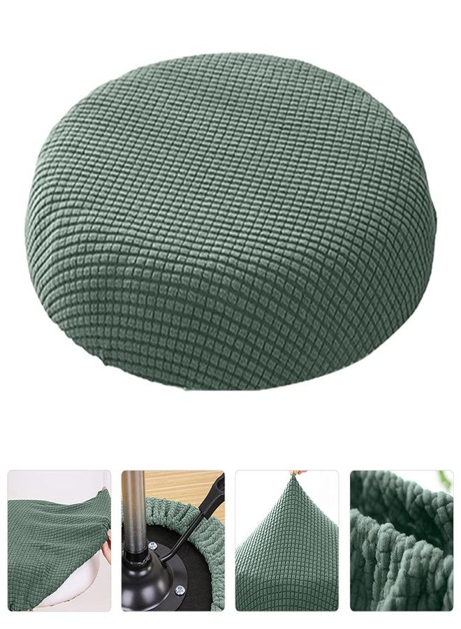 Sewroro Round Bar Stool Covers Elastic Bar Stool Cushion Cover Washable Stool Cushion Slipcover for Round Chair (Matcha Green) - Image 2