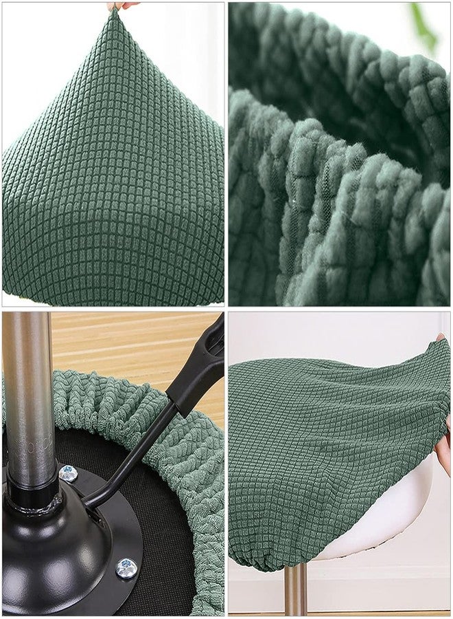 Sewroro Round Bar Stool Covers Elastic Bar Stool Cushion Cover Washable Stool Cushion Slipcover for Round Chair (Matcha Green) - Image 3