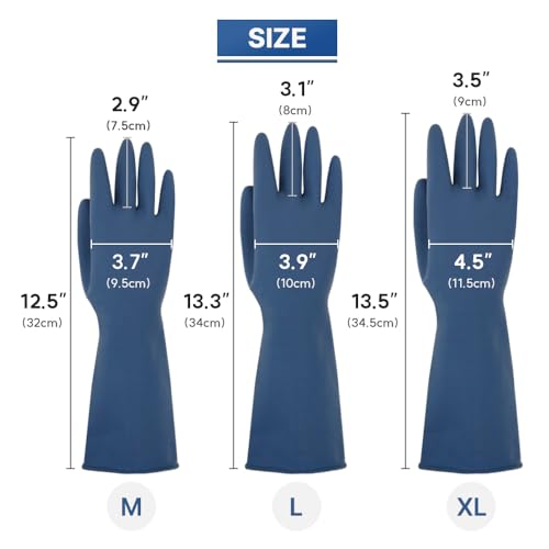 HOMSSEM Dishwashing Gloves - 2 Pairs Premium Rubber Gloves for Cleaning - Urban Green, Blue - Image 4