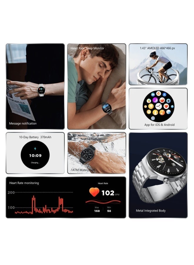 G-Tab GT3 Pro Max AMOLED Smart Watch with Bluetooth Calling, Full Touch Display, Health Monitoring, Multi-Sport Modes, Waterproof Design, Long Battery Life & Stylish Straps for Men & Women - Image 5
